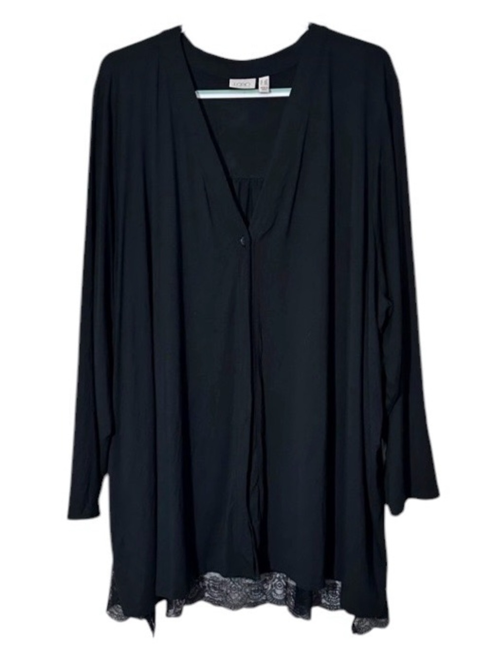 Logo by Lori Goldstein Black Long Sleeve Cardigan Lace Back